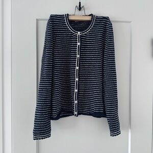 Doen Navy and White Striped Cardigan